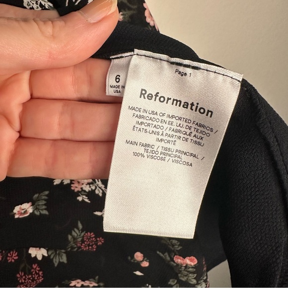 NWT Reformation Black Half Sleeve Short Dress in Jolene Floral SZ US 6, M - Picture 10 of 12